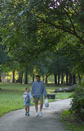 Walking on this cool and beautiful morning.